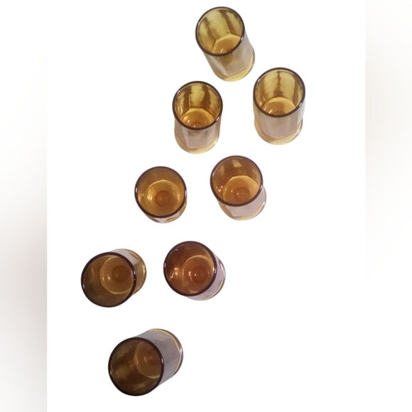 Indiana Glass Antique Amber Vertical Design Footed Goblet Drinking Glass - Picture 3 of 4